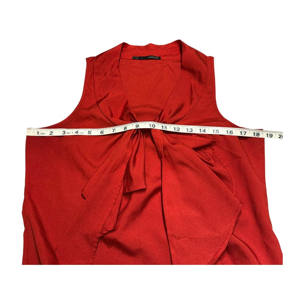 Maurices Medium Red Sleeveless Bow Neck Top Smocked Ruffle Hem Tank Blouse - Picture 4 of 6